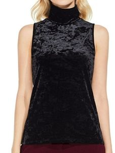 Velvet sleeveless turtleneck